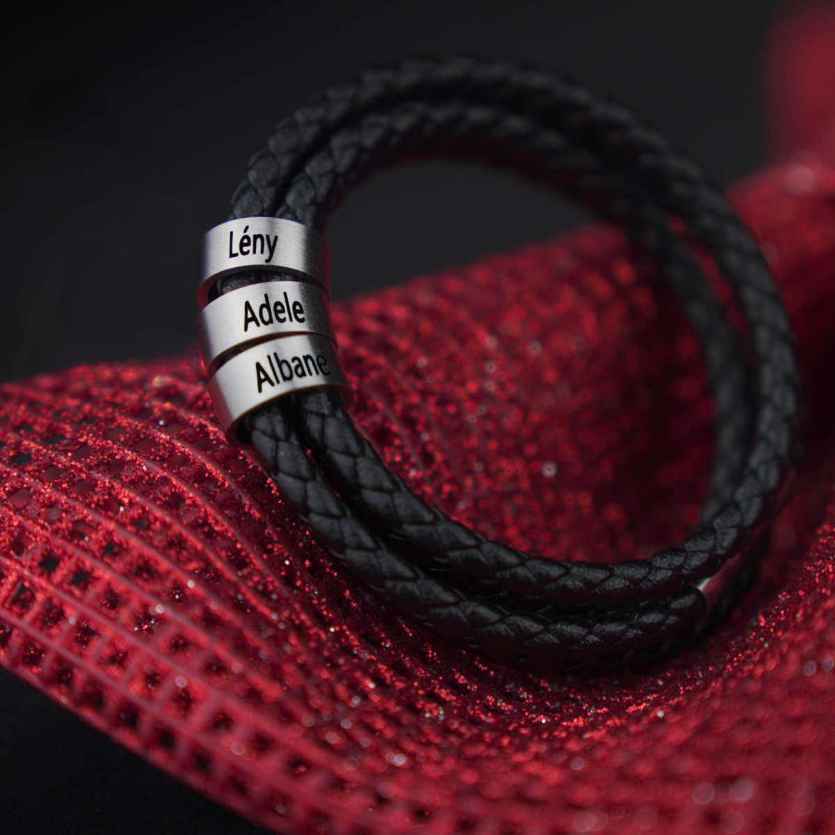 Braided Leather Bracelet with Custom Beads