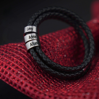Braided Leather Bracelet with Custom Beads
