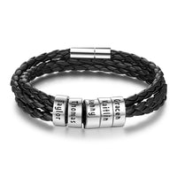 Braided Leather Bracelet with Custom Beads