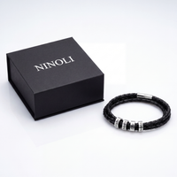 Braided Leather Bracelet with Custom Beads